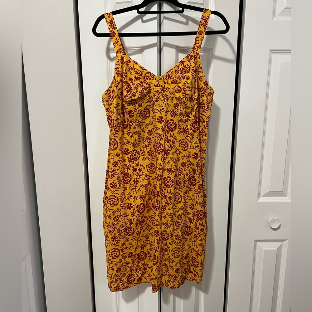 Floral Yellow & Red 100% Cotton Jones New York Sport Dress (Size 16)
